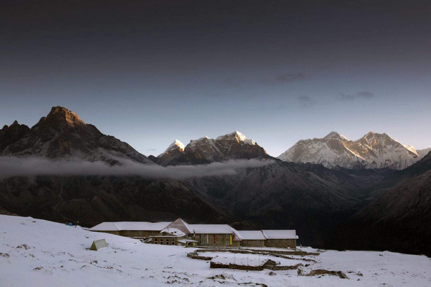 MLN lodges with the view of Mount Everest