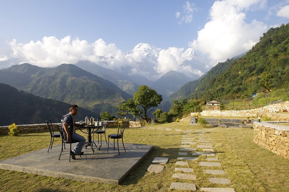 outdoor seating with mountain view