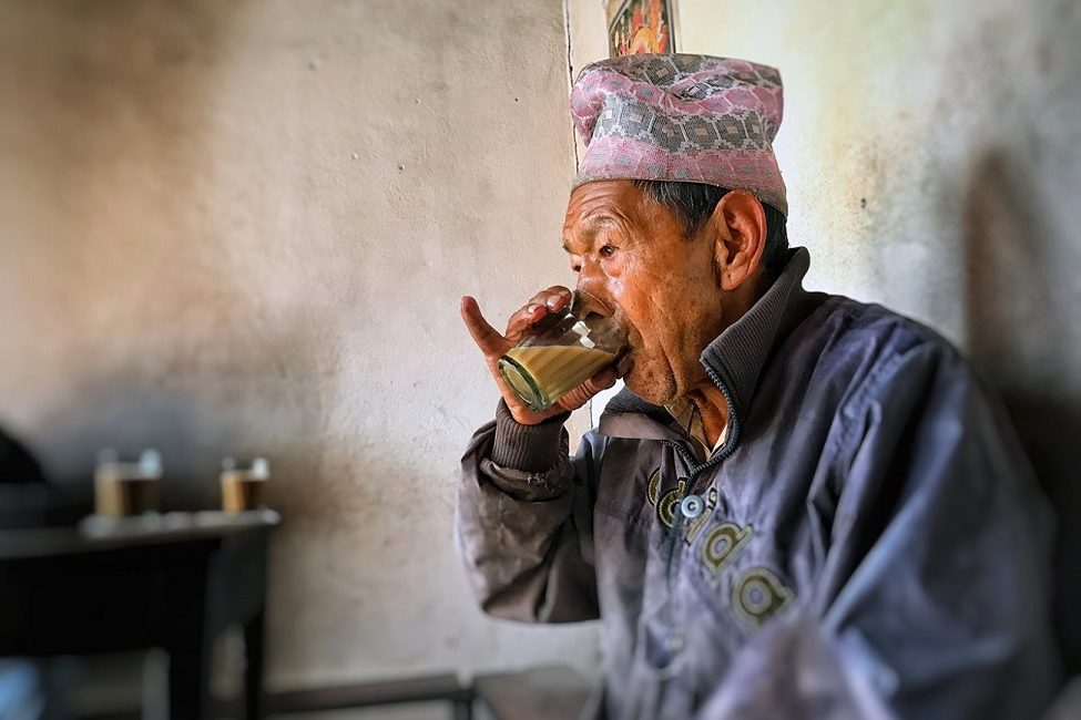 a local man drinks chiya