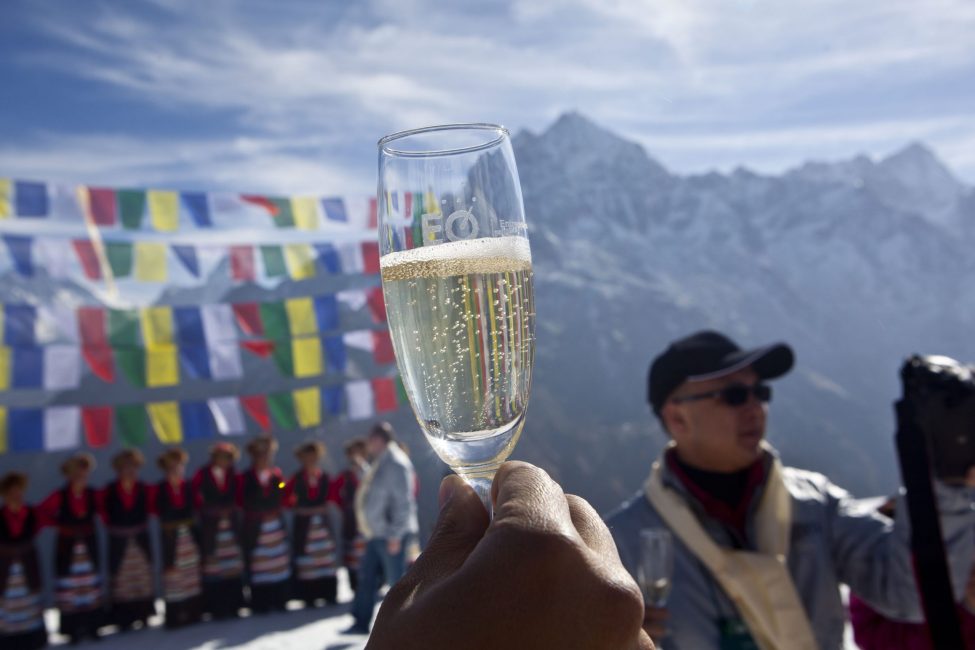 sparkling wine on the everest mountain