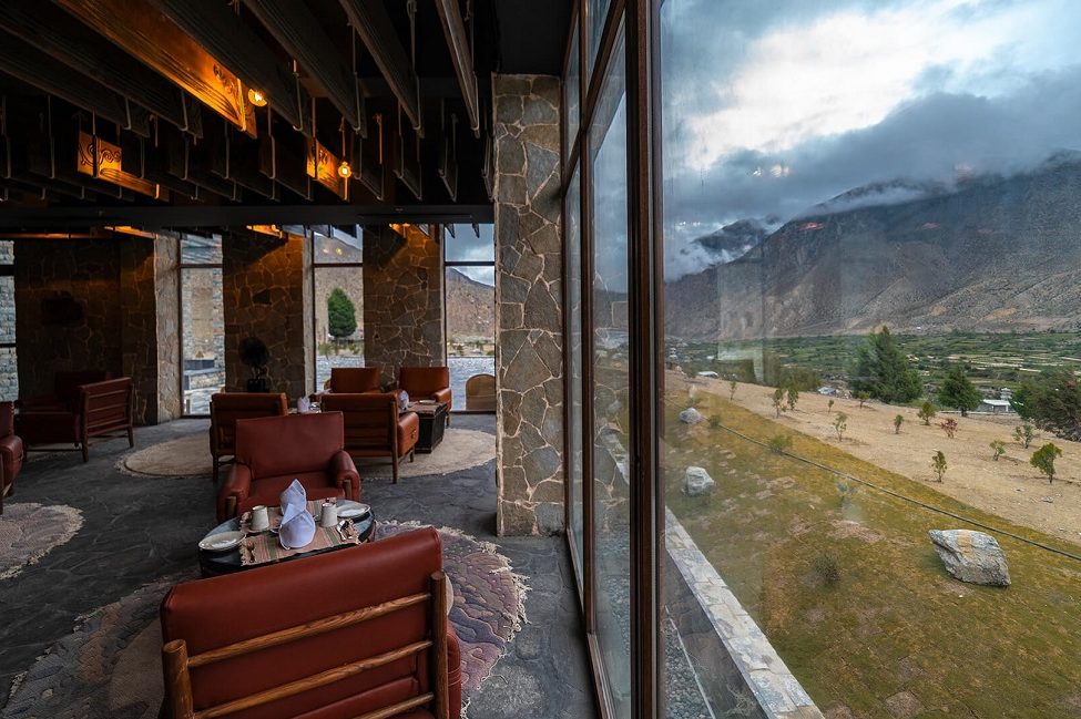 bar with a mountain view